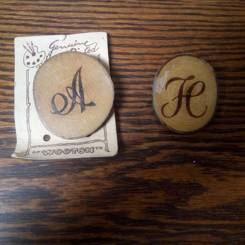 Vintage Wooden Initial Pins